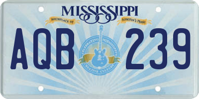MS license plate AQB239