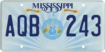 MS license plate AQB243
