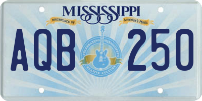 MS license plate AQB250