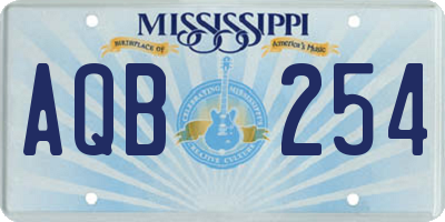 MS license plate AQB254