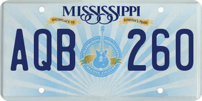 MS license plate AQB260