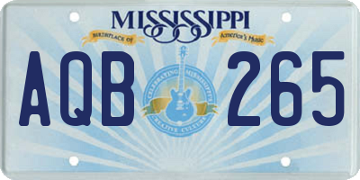 MS license plate AQB265