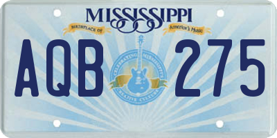 MS license plate AQB275