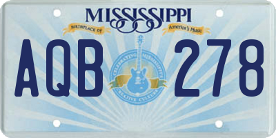 MS license plate AQB278