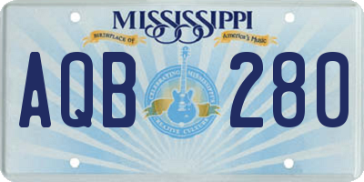 MS license plate AQB280