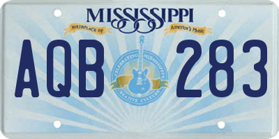 MS license plate AQB283