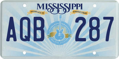 MS license plate AQB287
