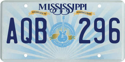 MS license plate AQB296