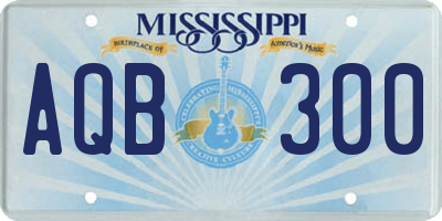 MS license plate AQB300