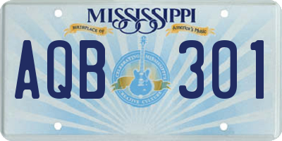 MS license plate AQB301