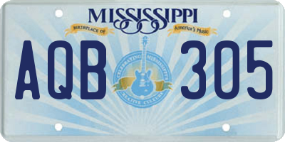 MS license plate AQB305