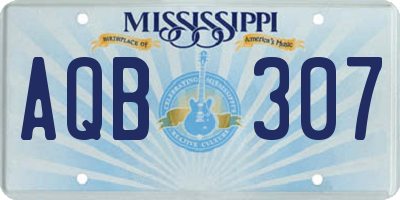MS license plate AQB307