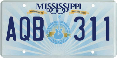 MS license plate AQB311