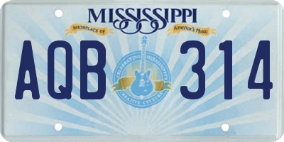 MS license plate AQB314