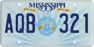 MS license plate AQB321