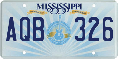 MS license plate AQB326