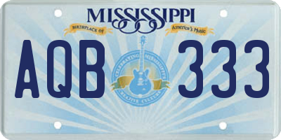 MS license plate AQB333