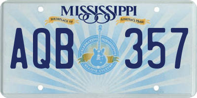 MS license plate AQB357