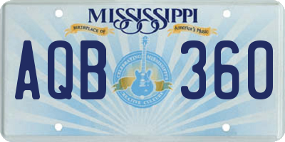 MS license plate AQB360
