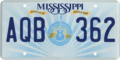 MS license plate AQB362