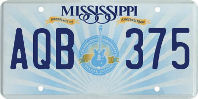 MS license plate AQB375