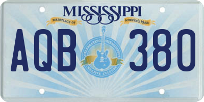 MS license plate AQB380