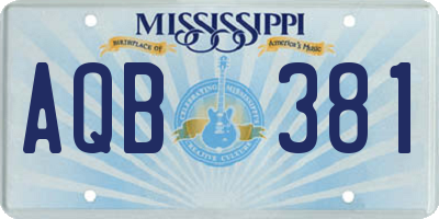 MS license plate AQB381