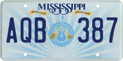 MS license plate AQB387