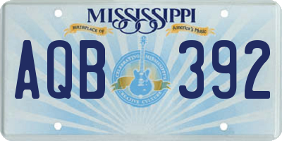 MS license plate AQB392