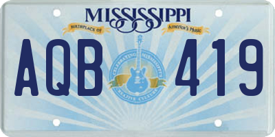 MS license plate AQB419