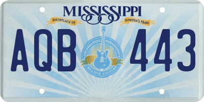 MS license plate AQB443