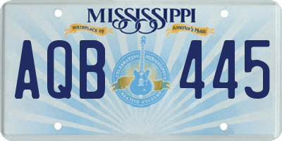 MS license plate AQB445