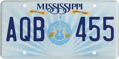 MS license plate AQB455