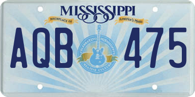 MS license plate AQB475