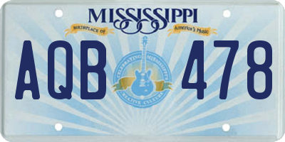 MS license plate AQB478