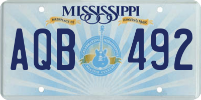 MS license plate AQB492