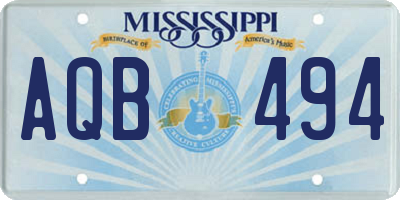 MS license plate AQB494