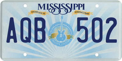 MS license plate AQB502
