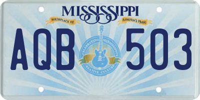 MS license plate AQB503
