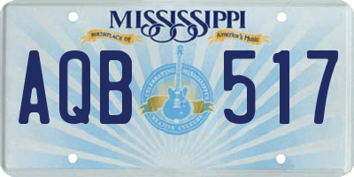 MS license plate AQB517