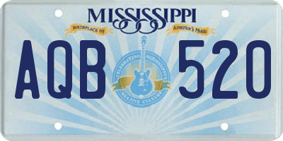 MS license plate AQB520