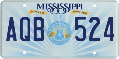 MS license plate AQB524