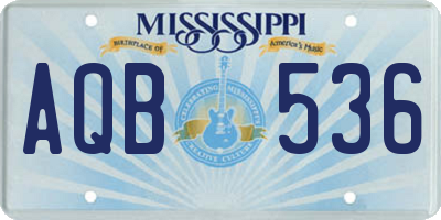 MS license plate AQB536