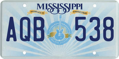 MS license plate AQB538