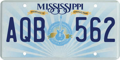 MS license plate AQB562