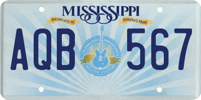 MS license plate AQB567