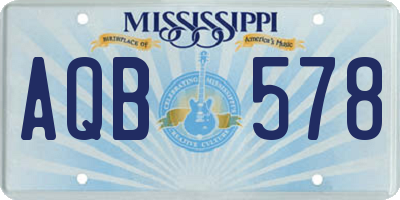 MS license plate AQB578