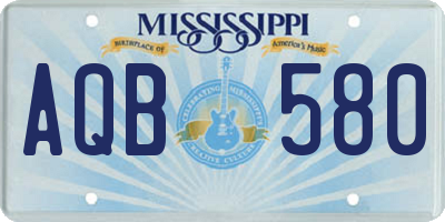 MS license plate AQB580
