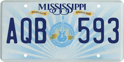 MS license plate AQB593