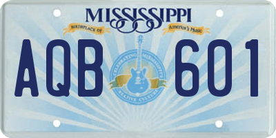 MS license plate AQB601